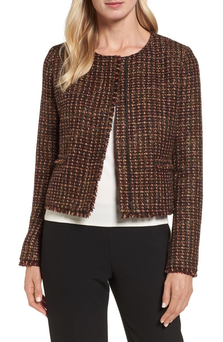 Emerson Rose Crop Tweed Jacket, Main, color,