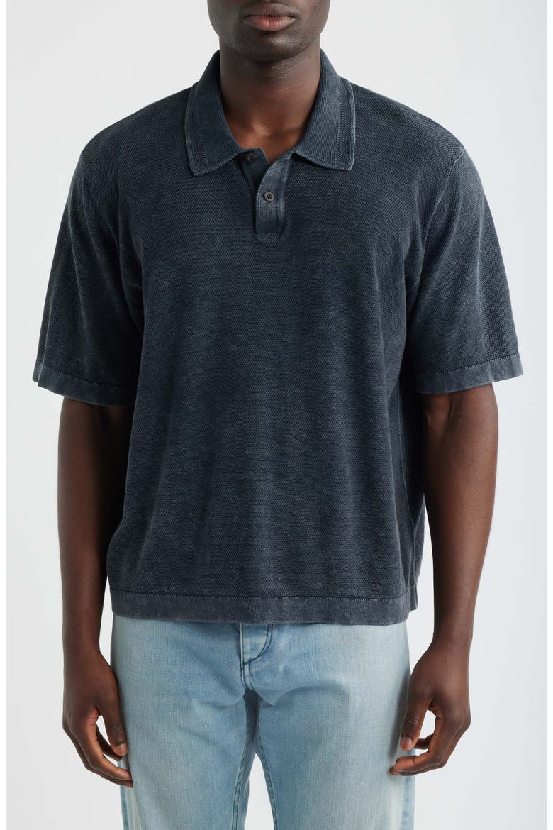 Oversize Cotton Piqué Polo, Main, color, BLACK