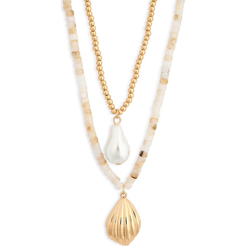 Nordstrom Rack Faux Pearl Layered Necklace In Gold