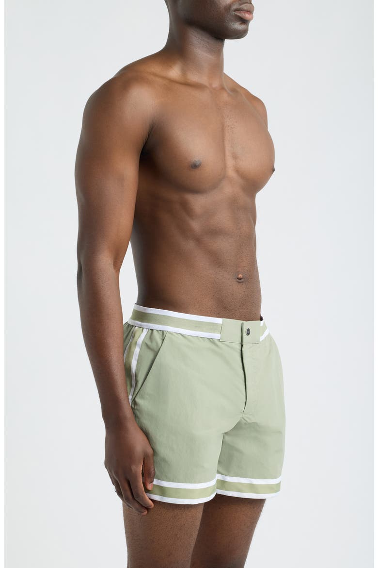Baller Recycled Nylon Swim Trunks, Alternate, color, SAGE-16