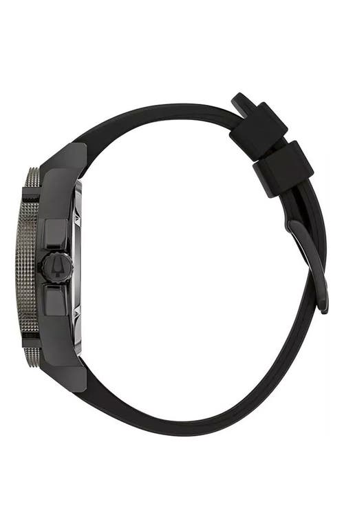 Bulova Precisionist 3-hand Quartz Silicone Strap Watch, 48.3mm In Black
