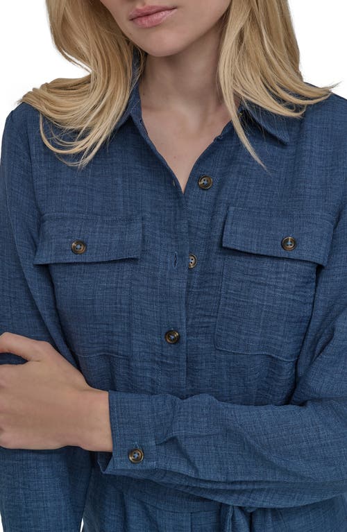 DKNY DKNY LONG SLEEVE BELTED MIDI SHIRTDRESS