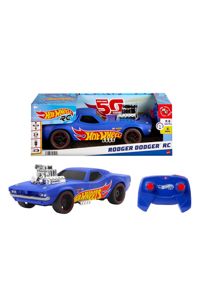 Hot Wheels 1:16 Scale Rodger Dodger USB-Rechargeable Toy Car with Battery-Operated Remote Control, Alternate, color, 