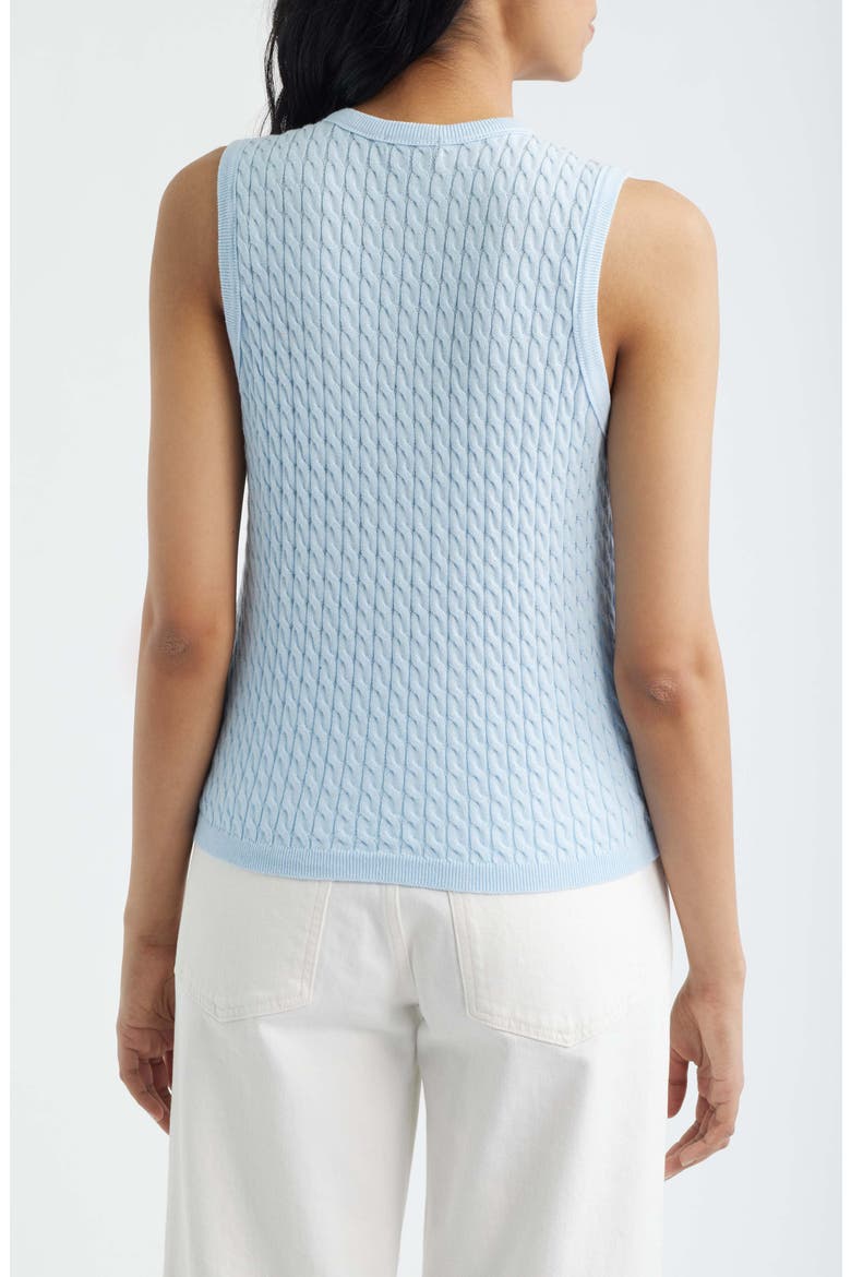 Cable Stitch Cotton Sweater Tank, Alternate, color, SWIFT BLUE