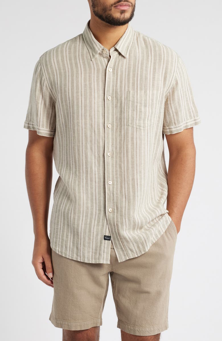Rails Carson Short Sleeve Stretch Linen Blend Button-Up Shirt, Main, color, 