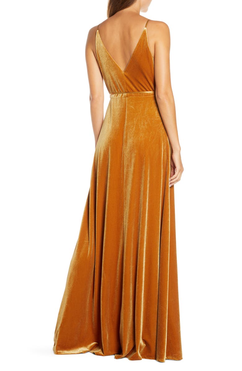 Jenny Yoo Andi Velvet Wrap Evening Gown, Alternate, color,