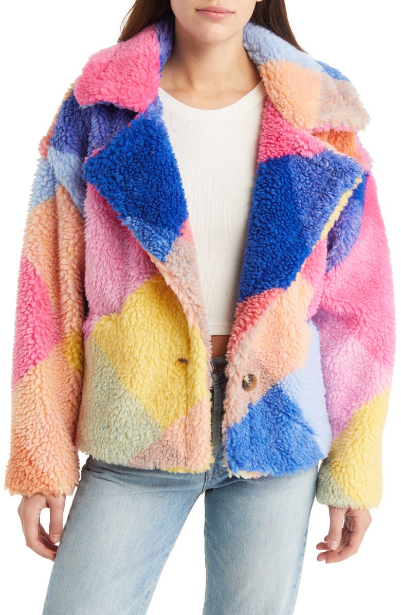 BLANKNYC Colorblock Teddy Coat, Main, color,