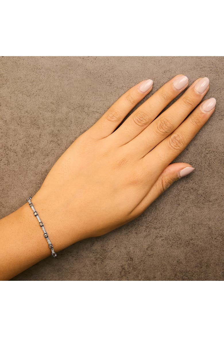 14k White Gold 2 1/4 Cttw Champagne Diamond Bar Link 7" Bracelet, Alternate, color, White