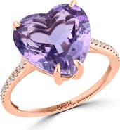 EFFY 14K Rose Gold Diamond, Pink Amethyst Heart Ring