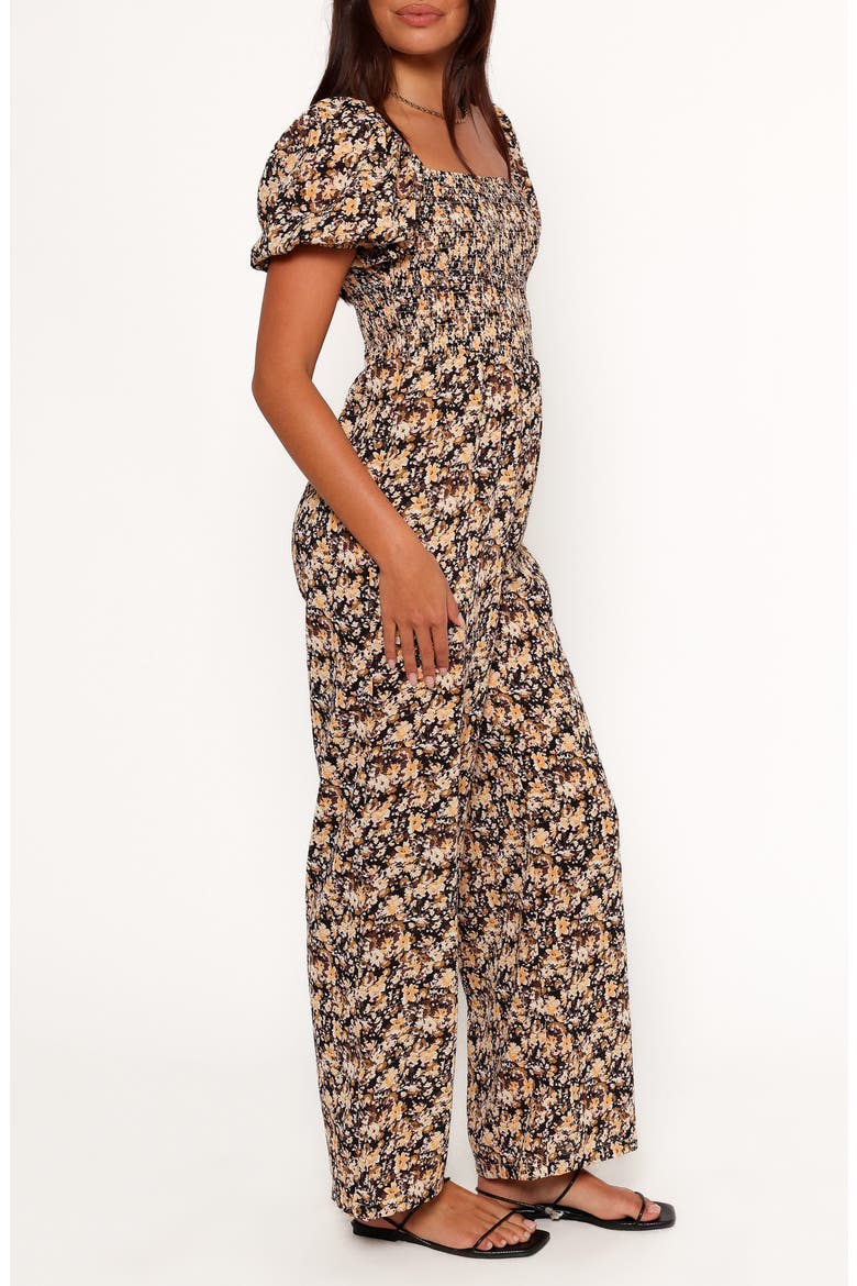 Jolene Floral Smocked Jumpsuit, Alternate, color, BLACK DITSY FLORAL