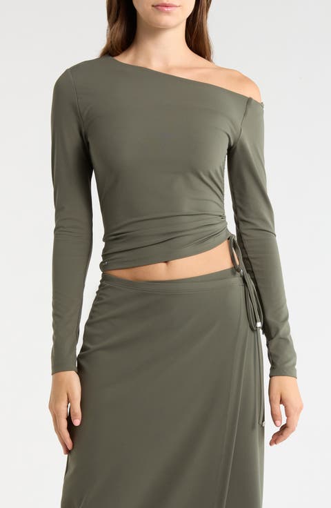 Cloud Off the Shoulder Drawstring Detail Top