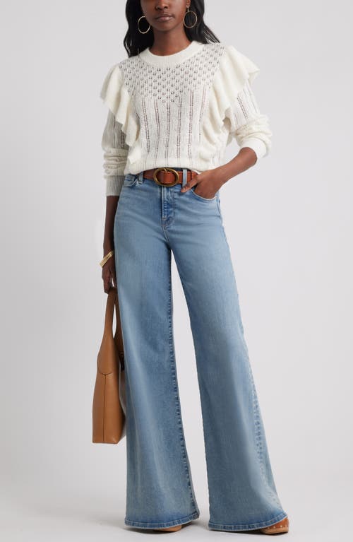 Treasure & Bond Ruffle Pointelle Sweater In White