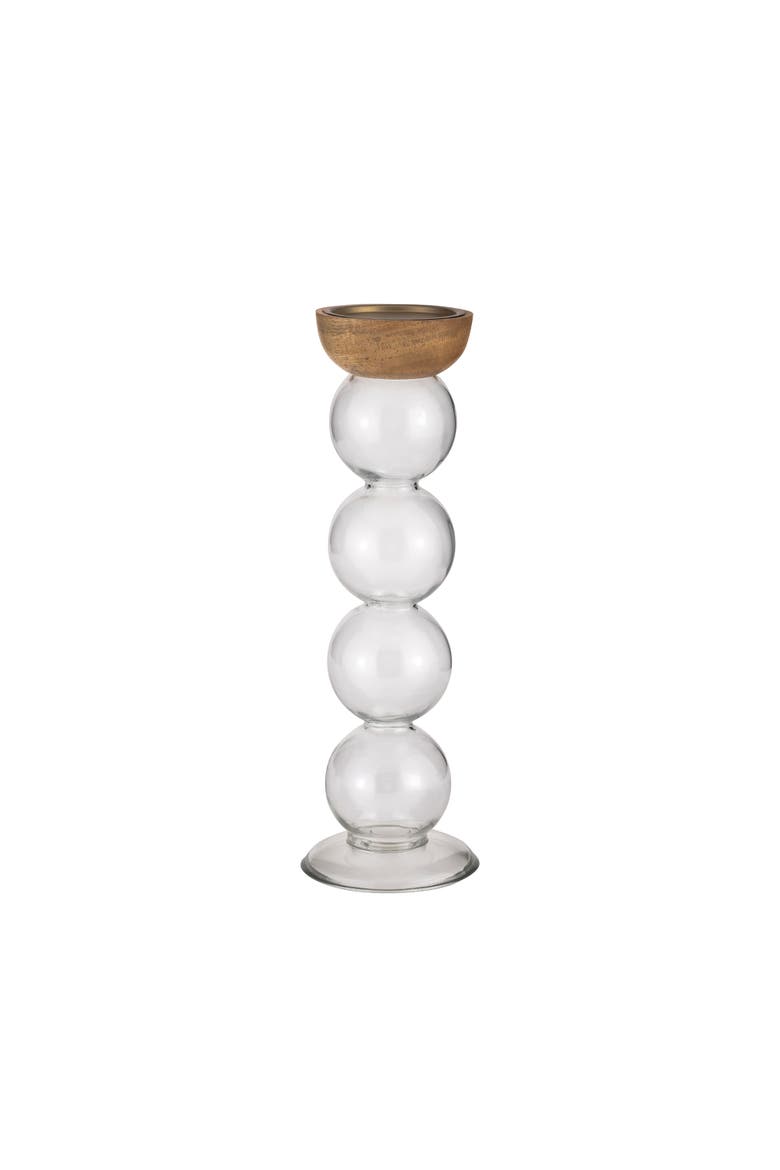 Glass 14.25 in. Clear Orbs Pillar Candle Holder, Main, color, Clear
