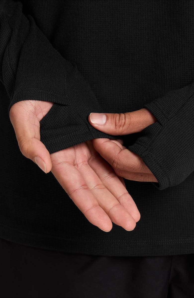 Nike Stride Dri-FIT Long Sleeve Waffle Crewneck Running Shirt, Alternate, color, Black/ Reflective Silv