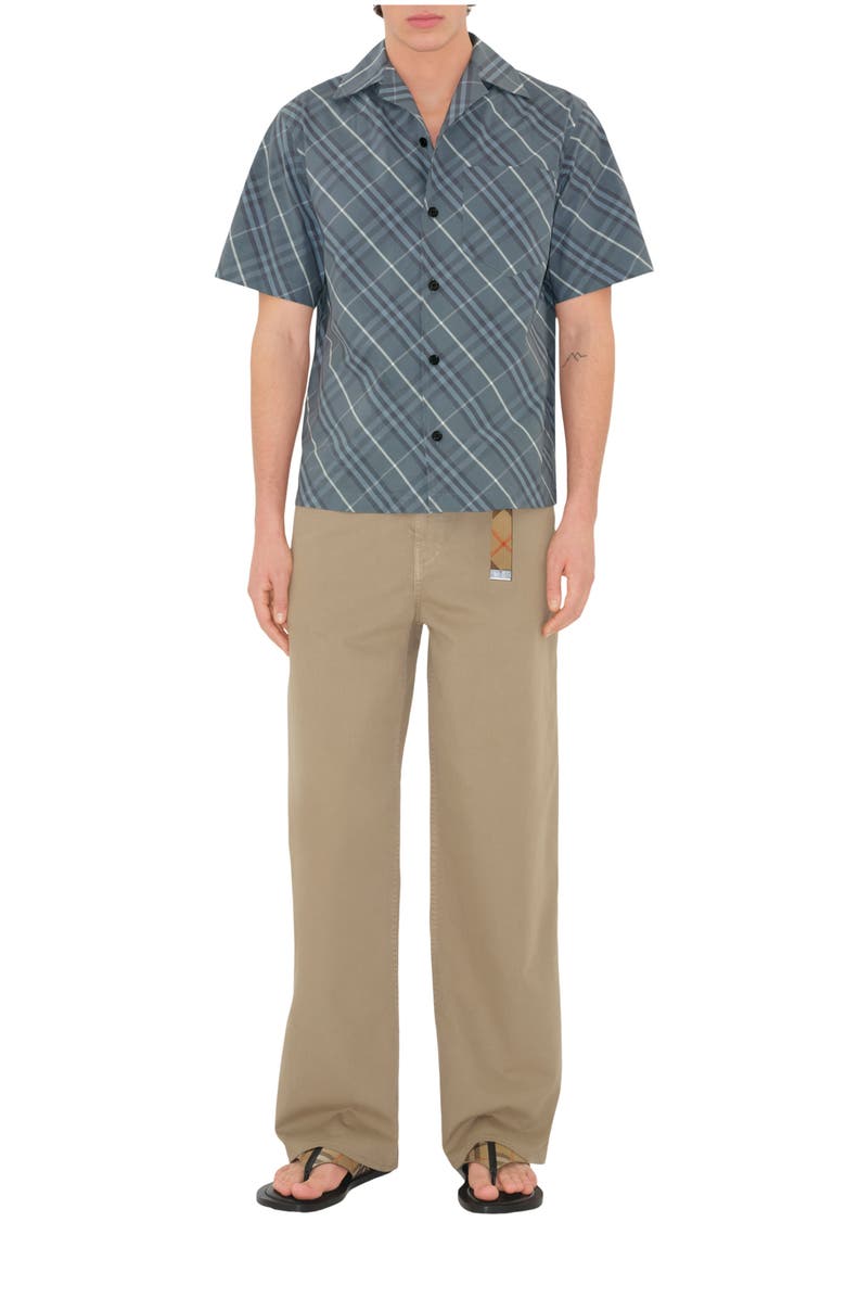 Burberry Relaxed Fit Check Cotton Shirt, Main, color, Pewter