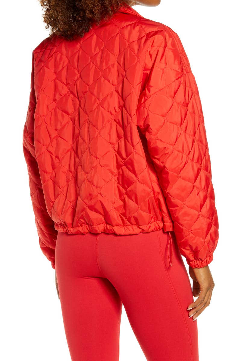 Zella Quilted Bomber Jacket, Alternate, color, Red Firelight