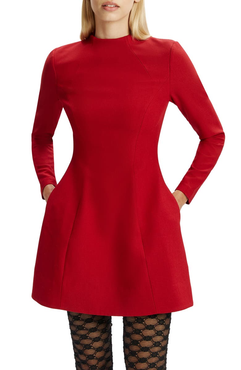 Bardot Delphi Long Sleeve Minidress, Alternate, color, Burgundy