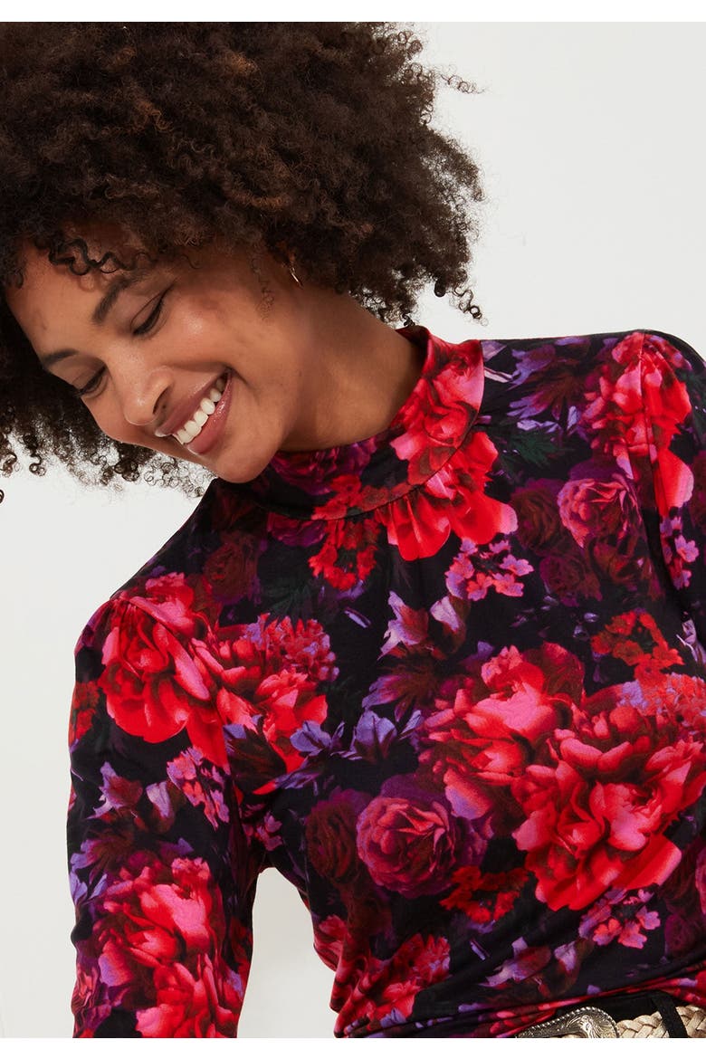 Stretch Knit Mockneck, Alternate, color, ROMANTIC FLORAL