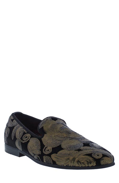 Robert Graham Kintsugi Smoking Slipper in Black/Gold 