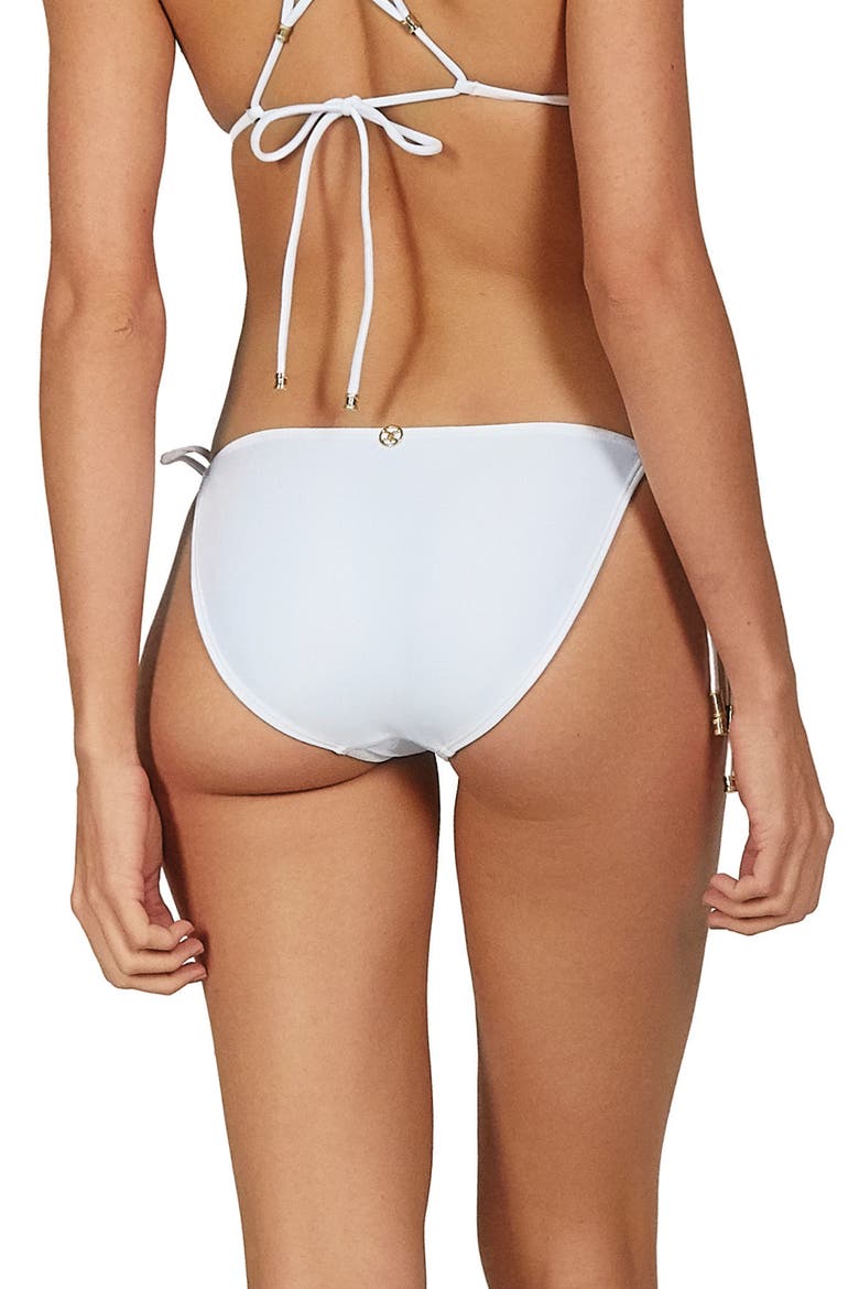 Solid Side Tie Bikini Bottoms, Alternate, color, WHITE