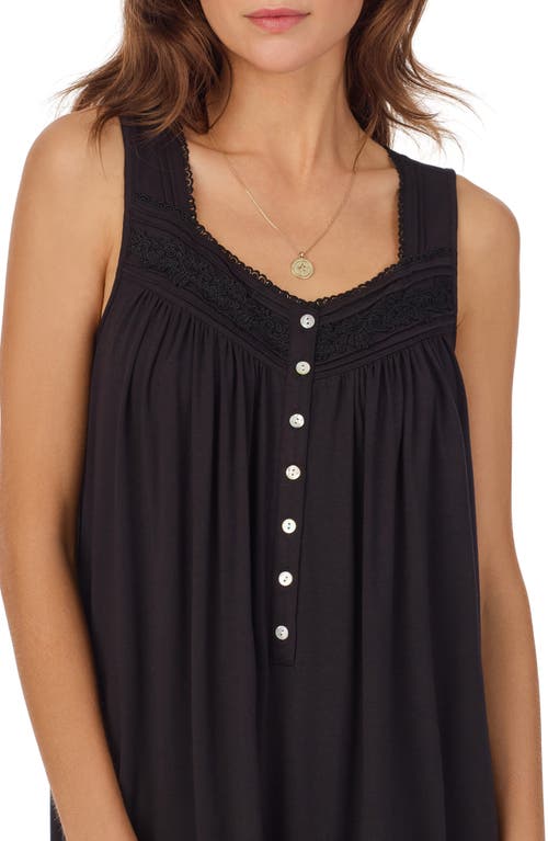 Eileen West Sleeveless Short Jersey Chemise In Black