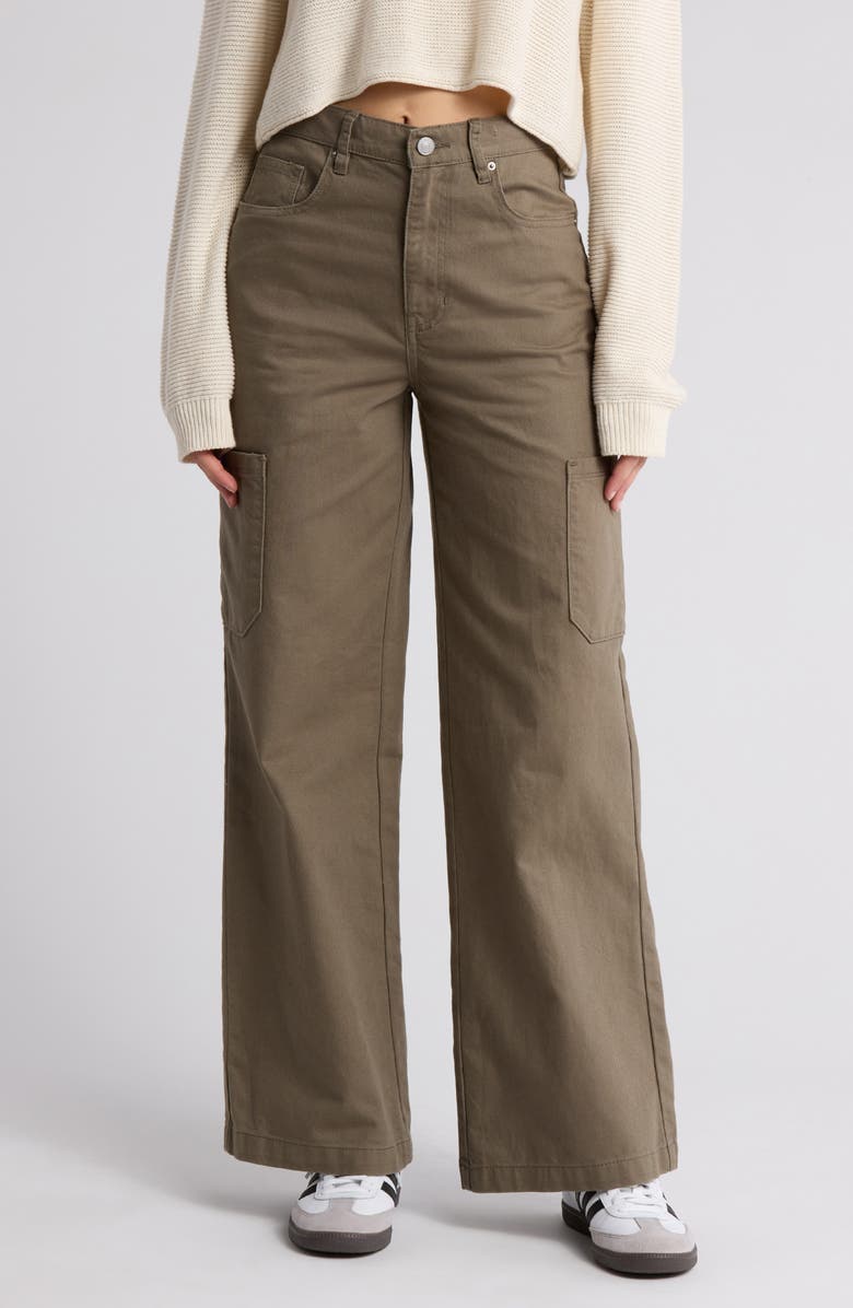 PacSun High Waist Wide Leg Cargo Pants, Main, color, Seaweed