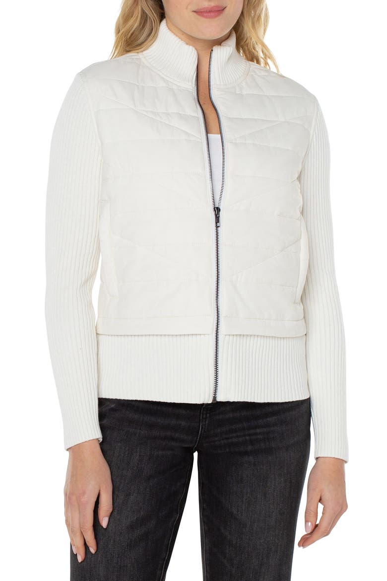 Mixed Media Jacket, Main, color, PORCELAIN