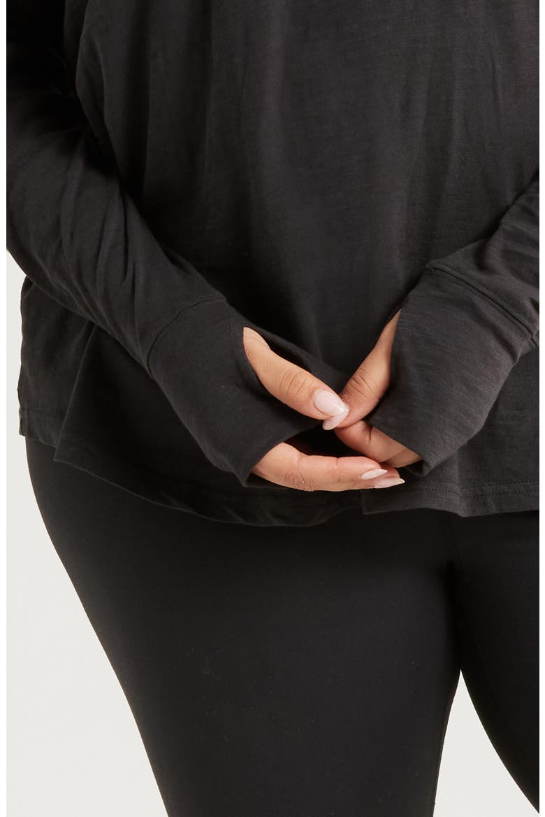 Relaxed Washed Cotton Top, Alternate, color, BLACK