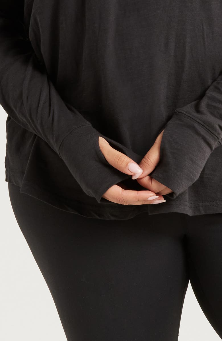 Zella Relaxed Washed Cotton Top, Alternate, color, Black