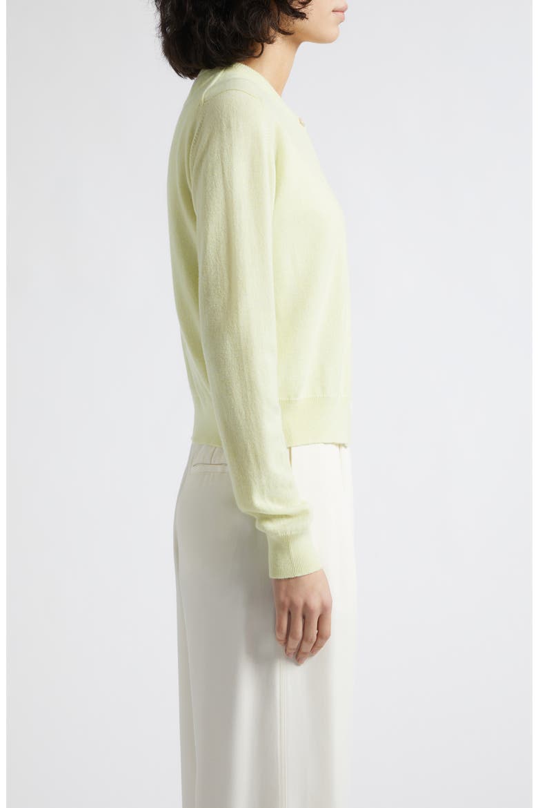 Iris Cashmere Crewneck Cardigan, Alternate, color, CITRON