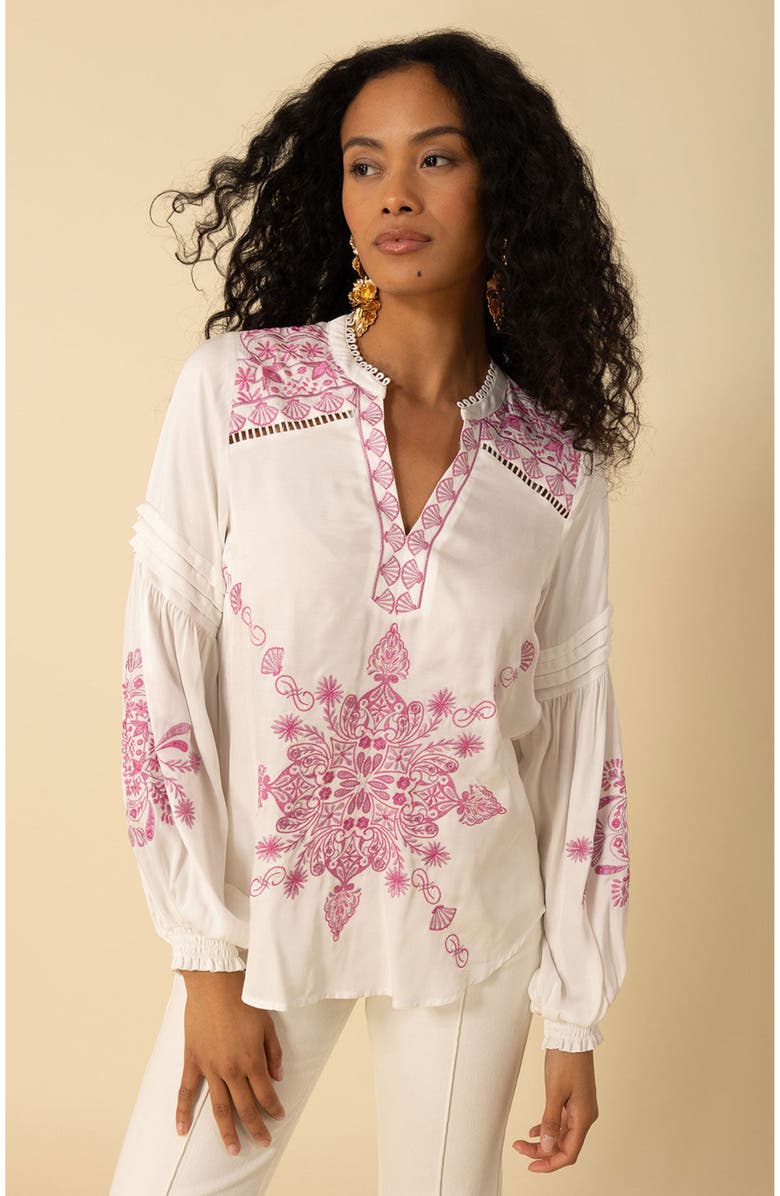 Hale Bob Elliott Embroidered Twill Top, Alternate, color, 