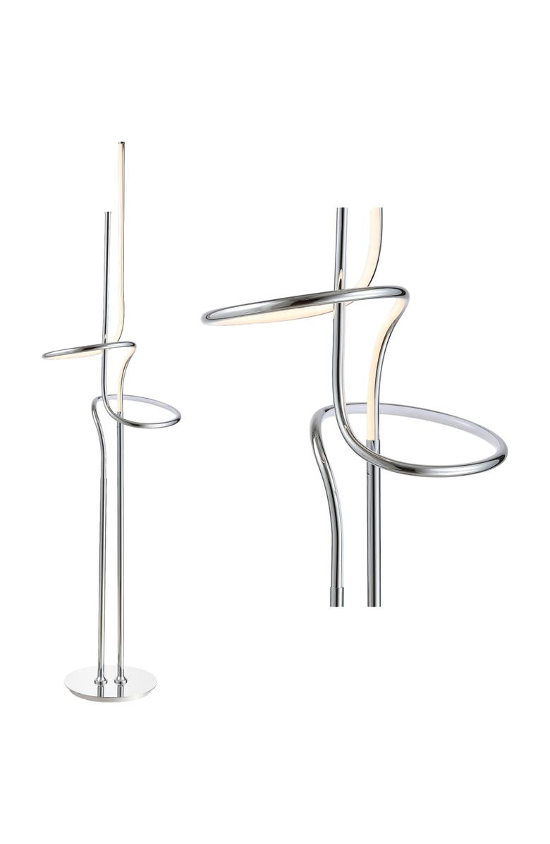 JONATHAN Y Sketch 64" Minimalist Dimmable Metal Integrated LED Floor Lamp, Main, color, Chrome