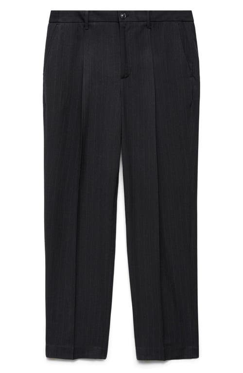 Mango Regular Fit Pleated Pants In Dark Heather Grey