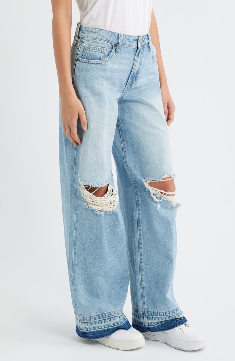 HIDDEN JEANS Ripped & Distressed Extra Wide Leg Jeans, Alternate, color, Medium Wash