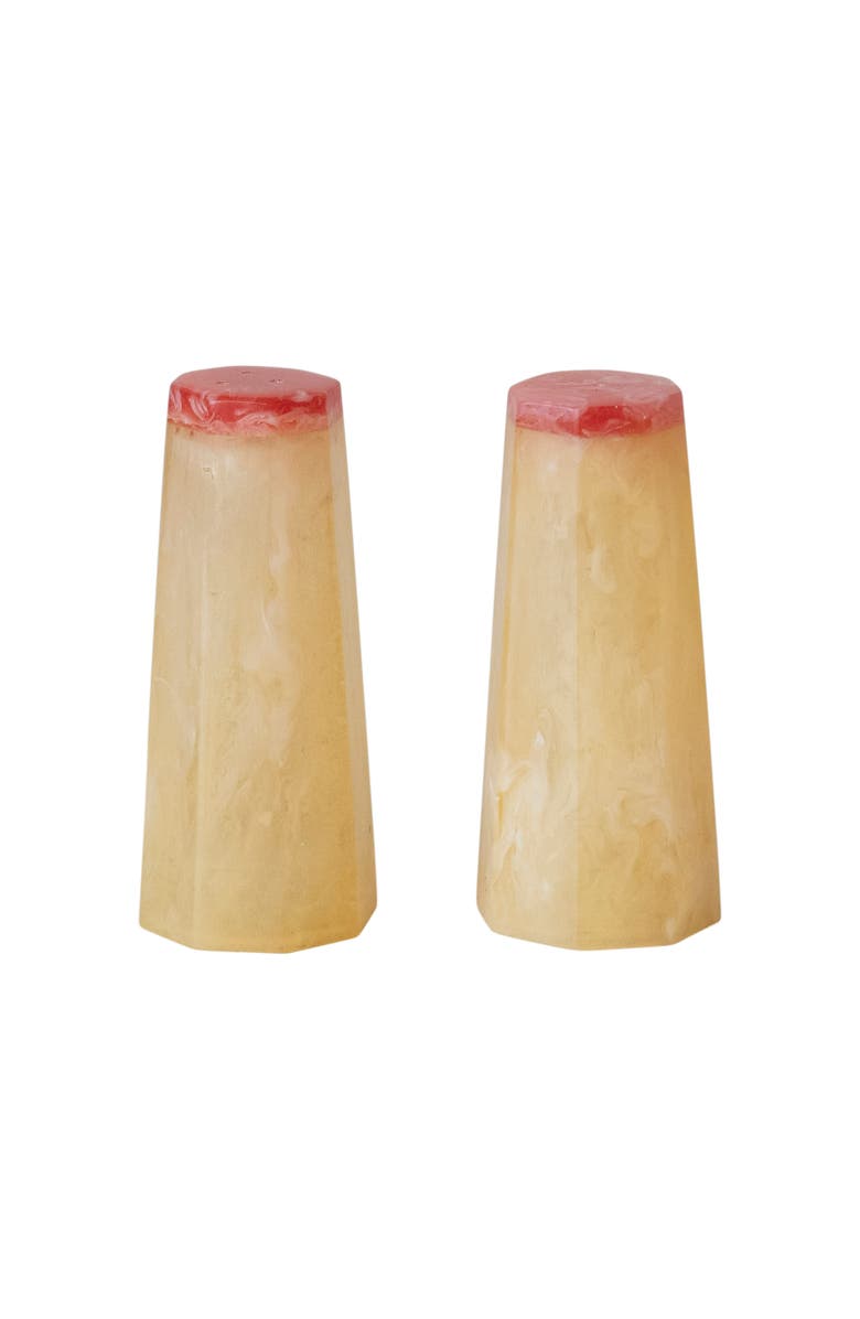 Storied Home 2-Tone Resin Salt and Pepper Shakers, Main, color, Tan