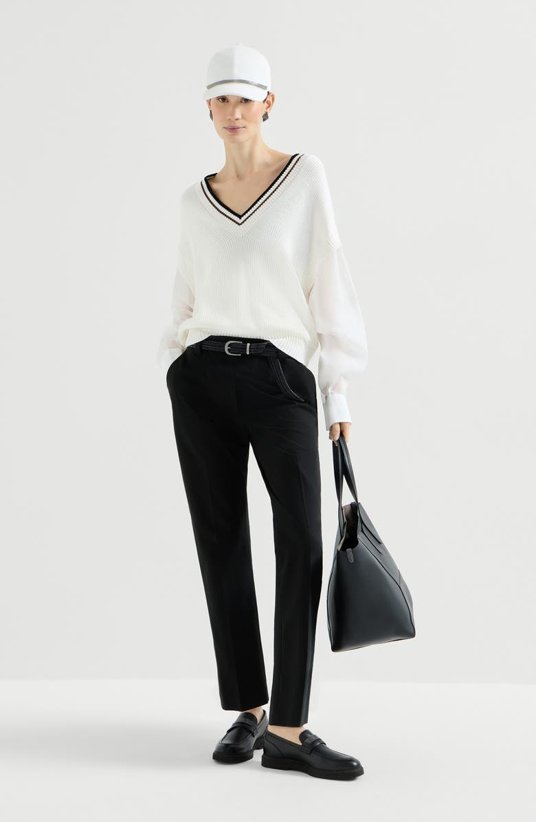 Brunello Cucinelli Cigarette trousers, Alternate, color, Black