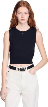 SANDRO Sleeveless short knit sweater