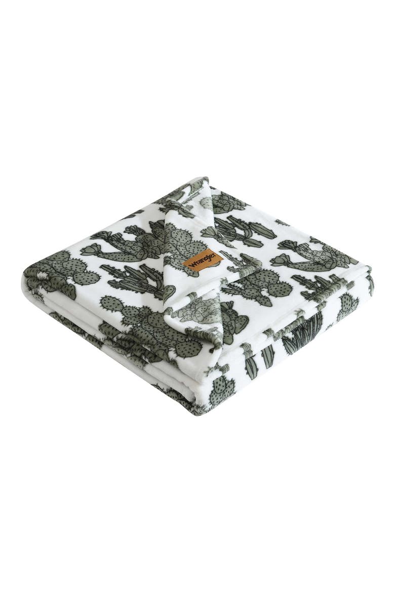 Cactus Garden Plush Fleece Blanket, Main, color, GREEN