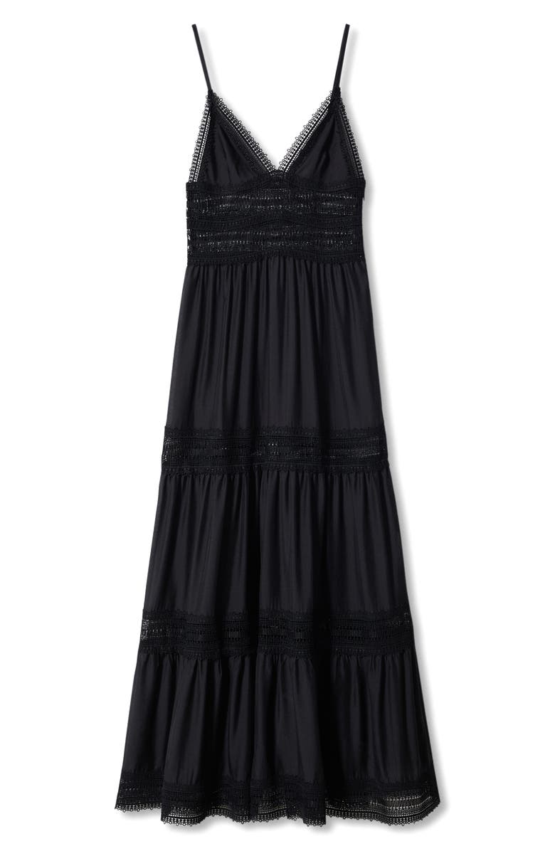 MANGO Lace Panel Maxi Dress, Alternate, color, Black