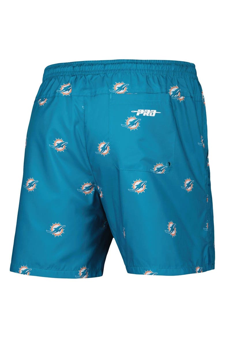 Men's Pro Standard Aqua Miami Dolphins Allover Print Mini Logo Shorts, Alternate, color, Aqua