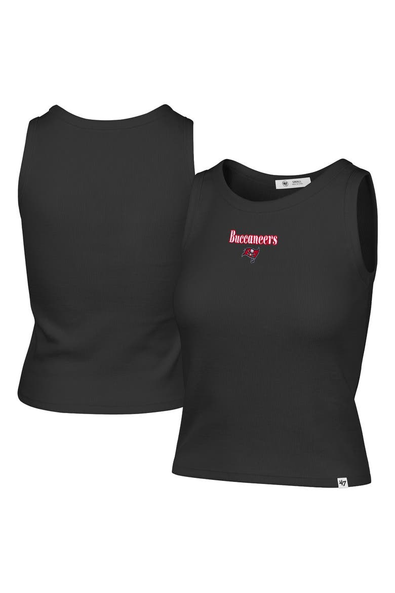 Women's '47  Black Tampa Bay Buccaneers Cropped Straight Cut Ribbed Baby Tank Top, Main, color, Black
