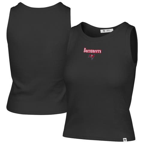 Women's '47  Black Tampa Bay Buccaneers Cropped Straight Cut Ribbed Baby Tank Top
