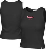 '47 Women's '47 Black Tampa Bay Buccaneers Cropped Straight Cut Ribbed Baby Tank Top