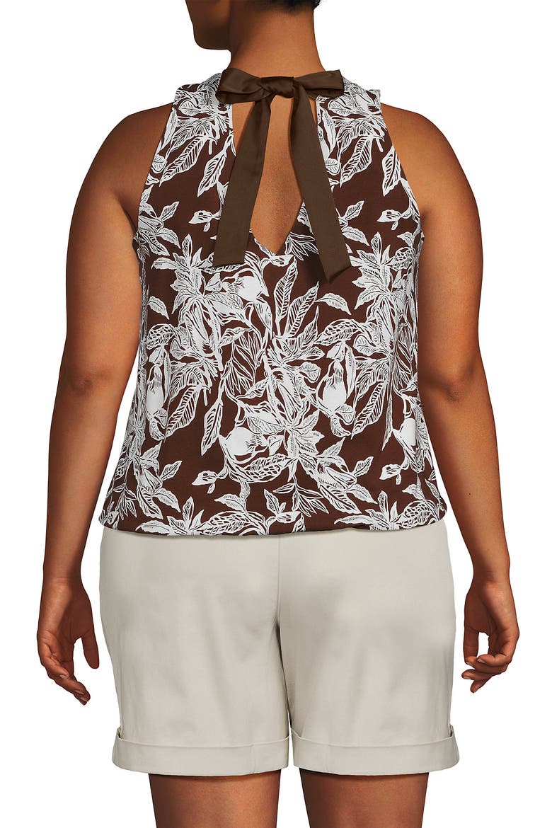 Lightweight Jersey Blouson Vneck Tank, Alternate, color, Bark/Vanilla Etched Leaves