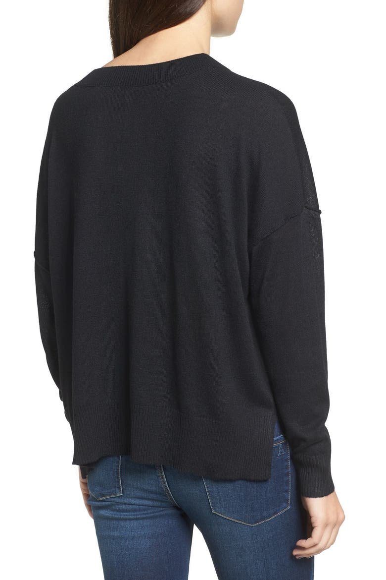 Drop Shoulder Pullover Sweater, Alternate, color, BLACK