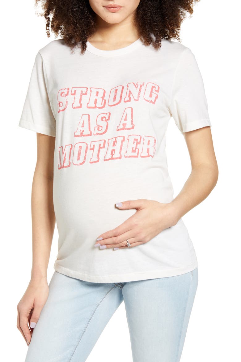 Strong as a Mother Maternity Graphic Tee, Main, color, IVORY