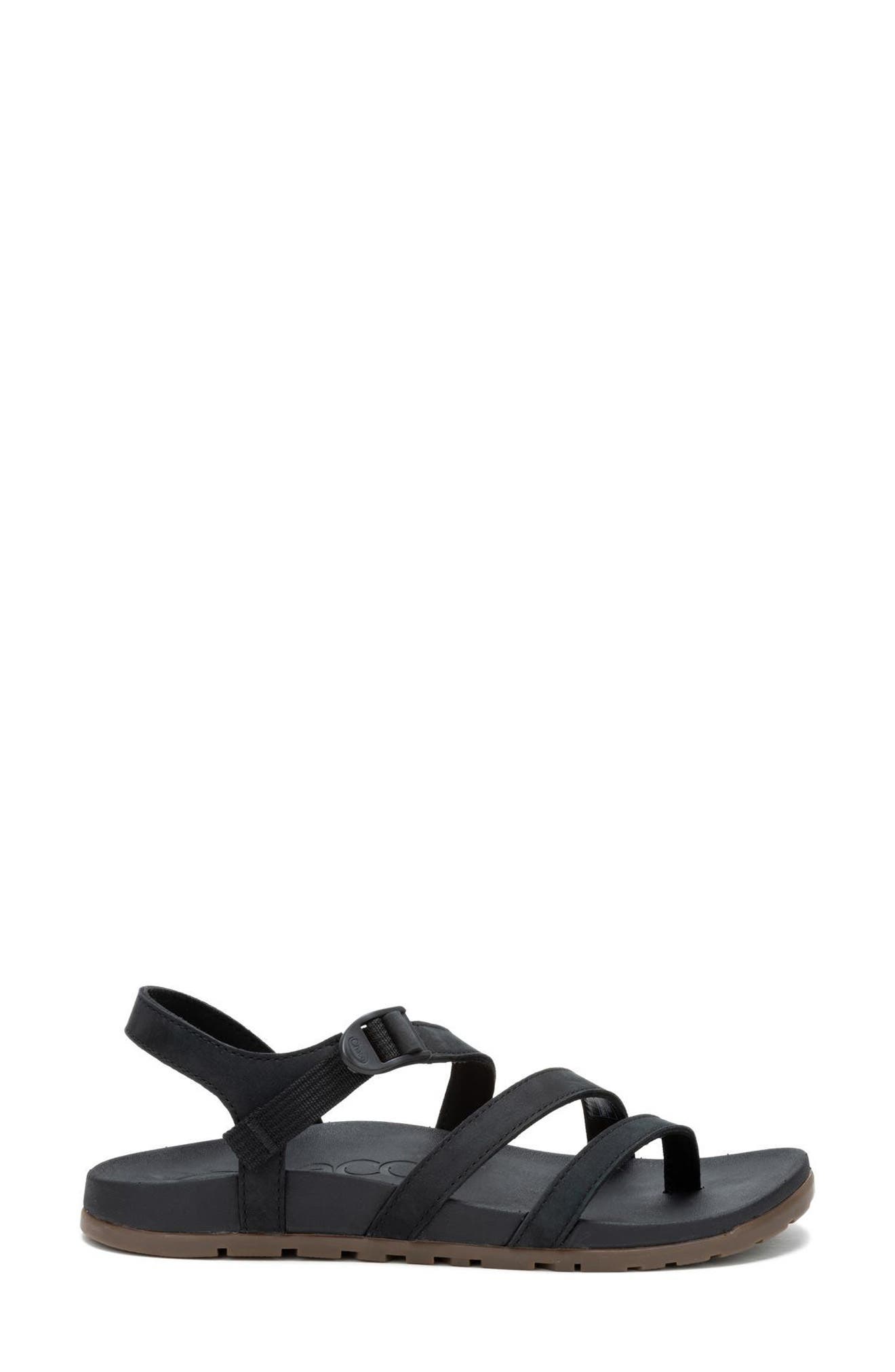 Chaco Lowdown Leather Sandal, Alternate, color, Black