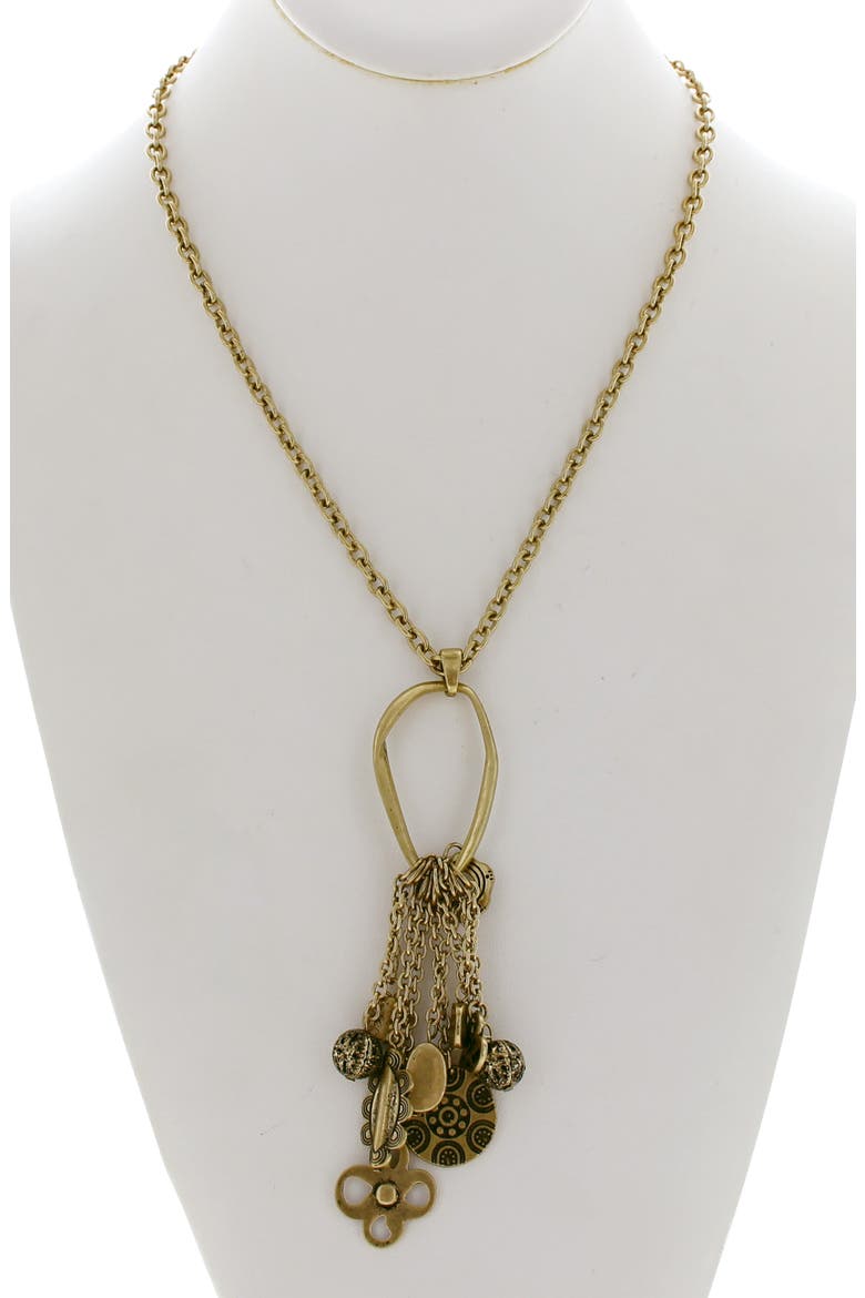 Organic Shape Charm Collection Necklace & Earrings Set, Alternate, color, WORN GOLD