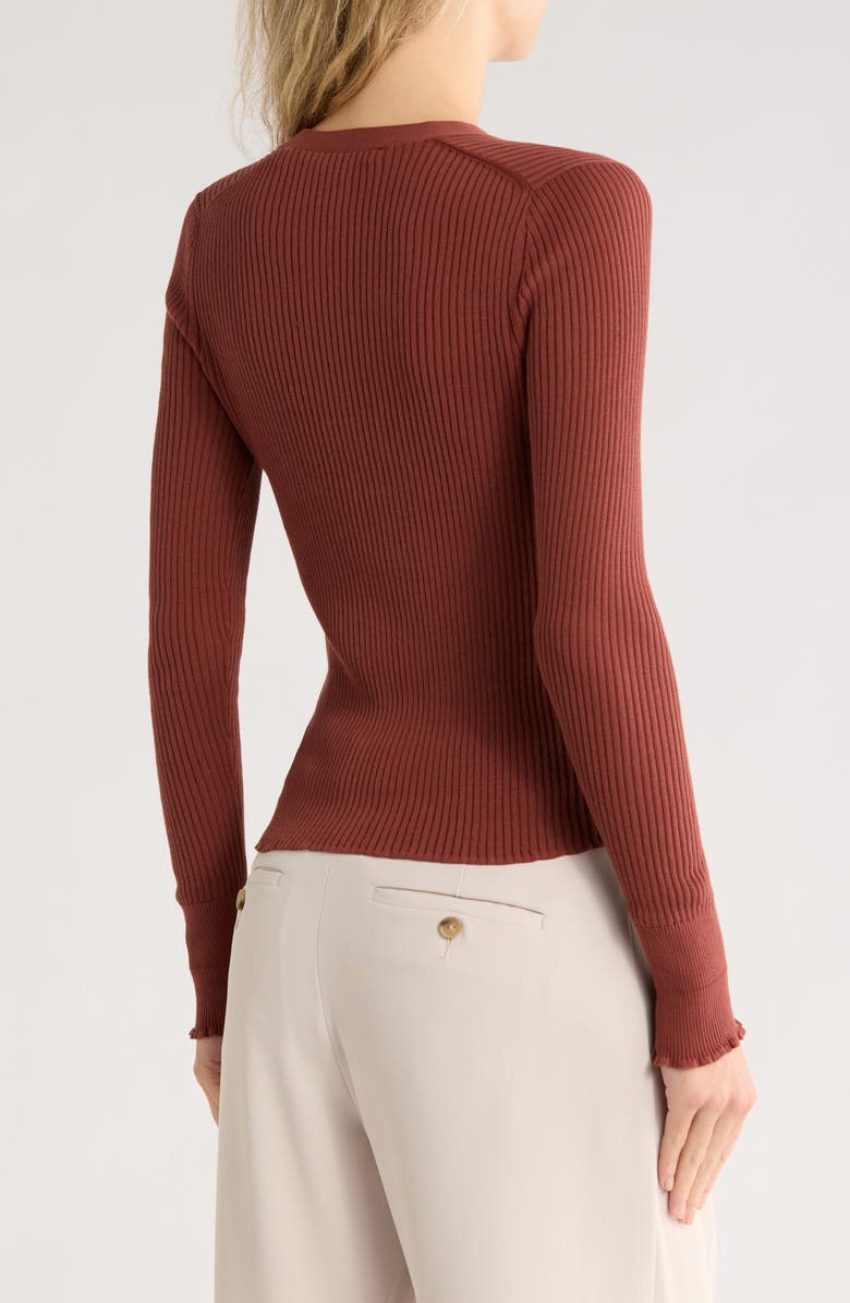 Vince Ribbed Button Front Cardigan, Alternate, color, Rose Jam