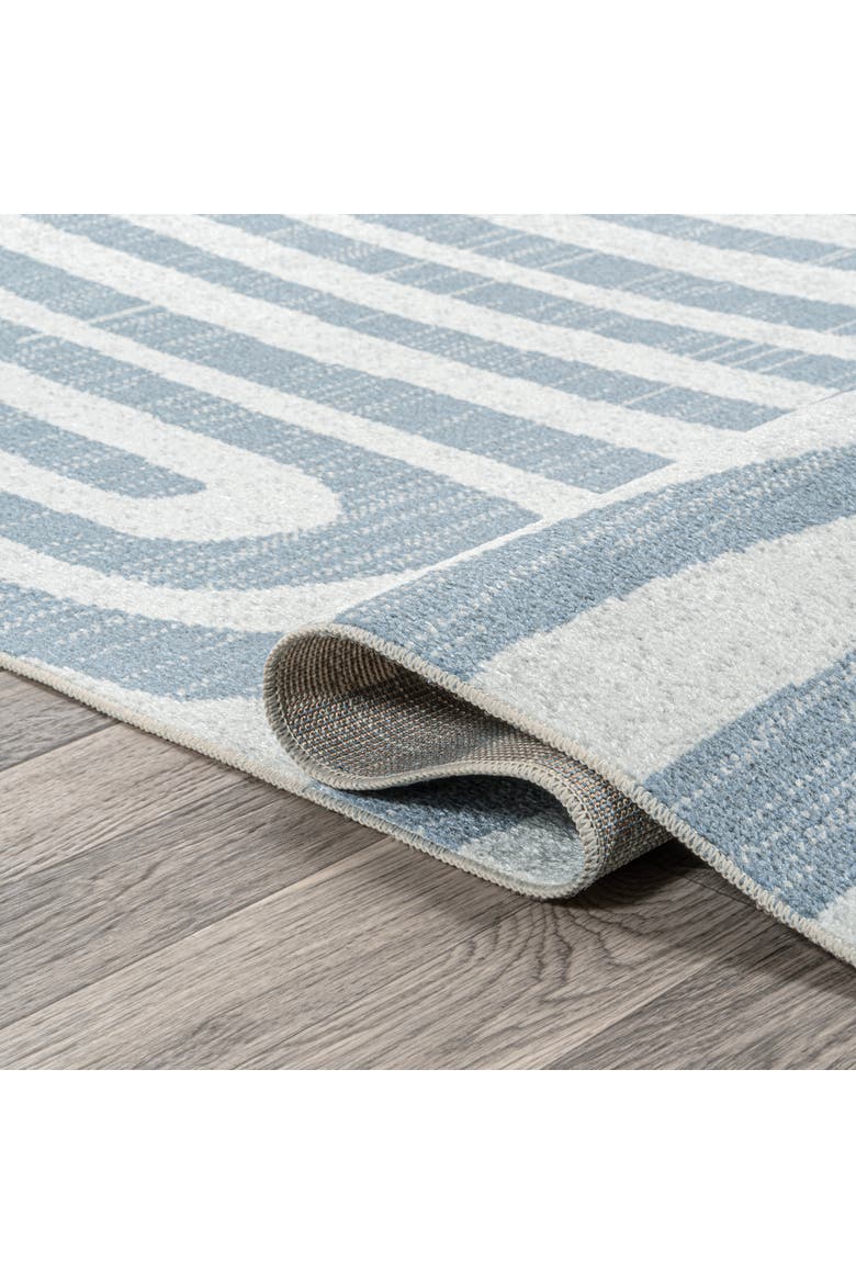 Maze Abstract Two-Tone Low-Pile Machine-Washable Area Rug, Alternate, color, Blue/Cream